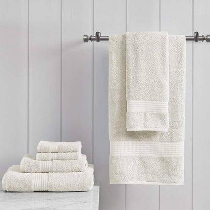 Madison Park Juego de Toallas de baño 100% algodón orgánico, Calidad de Hotel y SPA, Altamente absorbentes, de Secado rápido, Incluye para Ducha, Lavado de Manos y paño Facial, Varios tamaños, Marfil