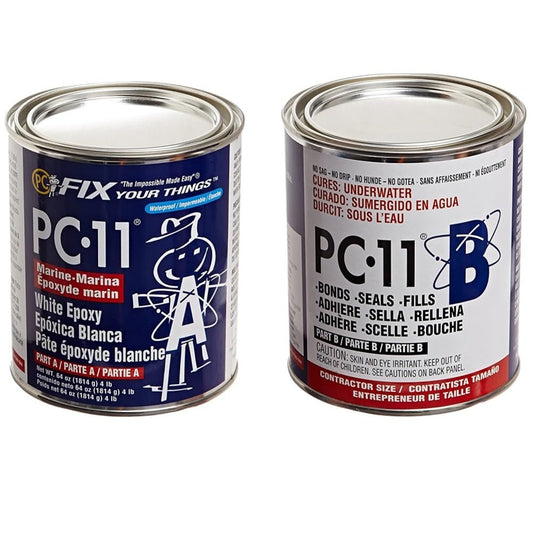 PC-Products PC-11 Pasta adhesiva epoxi de dos partes, grado marino, 4 libras en dos latas, blanco roto 640111