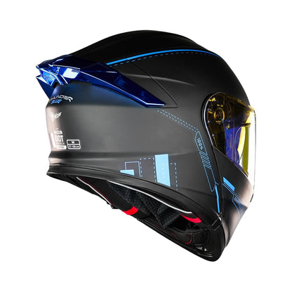 KOV Casco Metal Blue Thunder ABATIBLE Azul para Moto Certificado Dot