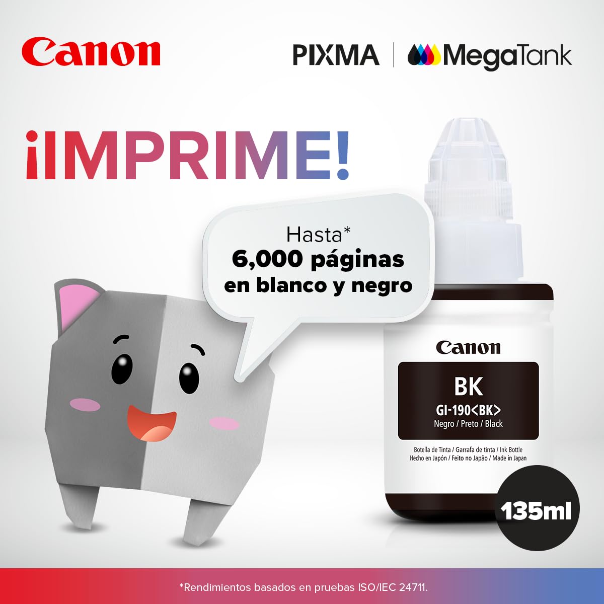 Canon Botella de Tinta GI-190 BK 135 ml G4110, G3110, G2110, G1110