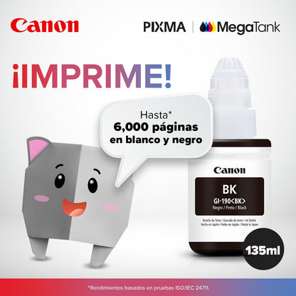 Canon Botella de Tinta GI-190 BK 135 ml G4110, G3110, G2110, G1110