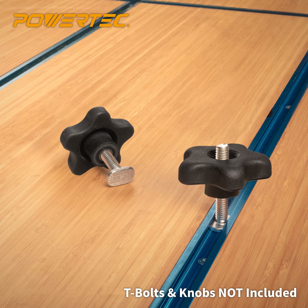 Powertec 71119 Perfil T-Track universal con plomos split shot Predrilled orificios de montaje (2-Pack), 91,4 cm