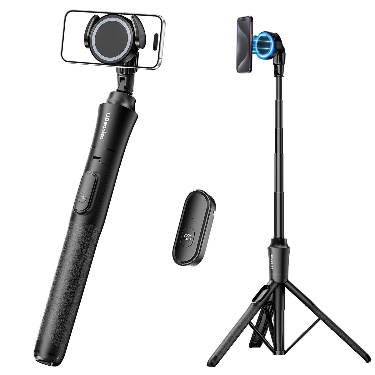 UBeesize - Trípode magnético para Selfie de 68 Pulgadas con Control Remoto inalámbrico, Soporte Extensible, Compatible con MagSafe, para iPhone 15, 14, 13, 12 Series y teléfonos Android