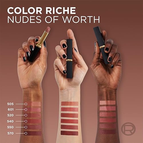 Labial Color Riche Intense Volume Matte Nudes of Worth, Lipstick Mate con Ácido Hialurónico Volumen Intenso Tono 570 WORTH IT INTENSE