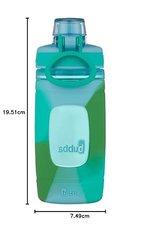 bubba. Flo Kids Botella de agua, 16 onzas, hielo de vidrio con caramelo de roca y lavado de color kiwi