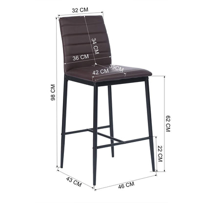 COKOS Juego de 2 Taburetes de Bar, Silla de Bar Moderno, con Respaldo, Aplicación Bar/Cocina/Restaurante (Marrón)