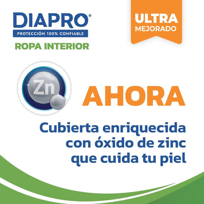 Diapro Pants Calzones Desechables para Incontinencia, Talla Mediana, Unisex, Caja con 80 Piezas (8 paquetes de 10 piezas c/u), Corte discreto