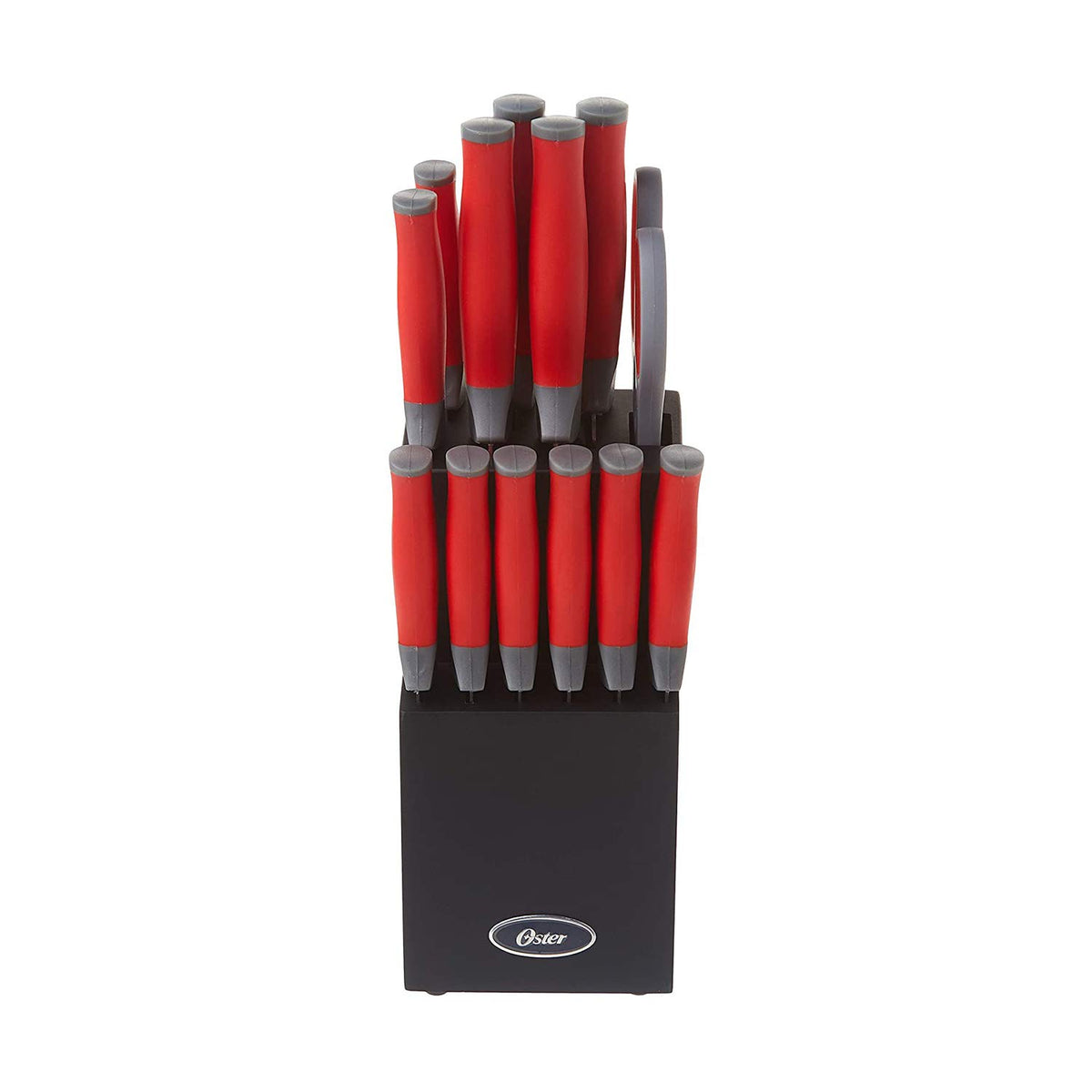 Juego santoku de 2 piezas, Oster Baldwyn, acero inoxidable, Rojo/Negro, 1, 1