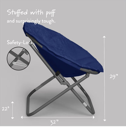 Urban Lifestyle Silla de Piel Sintética Azul | Marco de metal, plegable, 27.5 x 30 x 29 in, carga máx. 220 lb, para leer, ver TV, relajarse