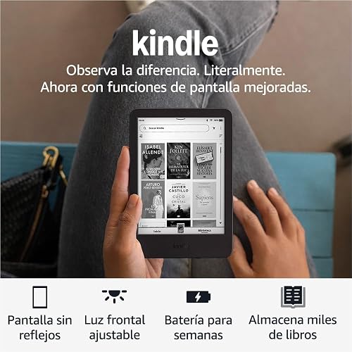Kindle 16 GB (modelo más reciente): El Kindle más ligero y compacto, ahora con cambios de página más rápidos y mayor contraste, para una experiencia de lectura mejorada - Negro