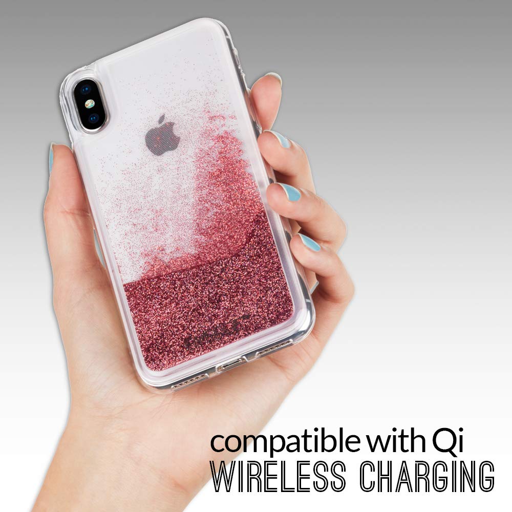 Emerge - Carcasa para iPhone con Purpurina, diseño de Globo de Nieve, Color Rosa, iPhone XS/X, Rosado
