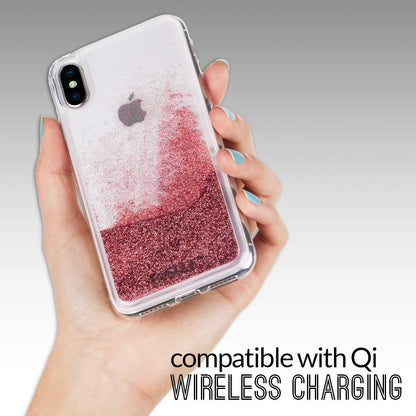 Emerge - Carcasa para iPhone con Purpurina, diseño de Globo de Nieve, Color Rosa, iPhone XS/X, Rosado