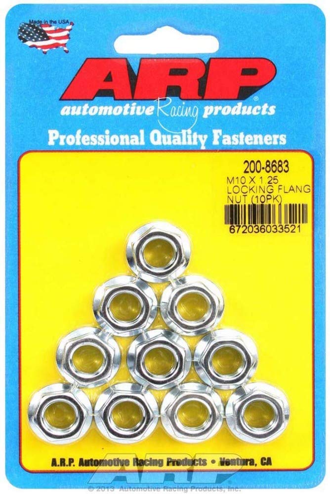 ARP 200-8683 Tuerca de Brida de Bloqueo M10 x 1.25, 10 Piezas, Plateado