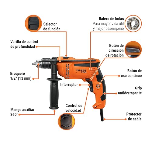 TRUPER ROTO-1/2A10, Rotomartillo/destornillador 1/2", 600W