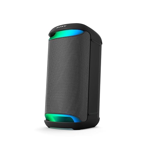 Bocina inalámbrica portátil Sony XV500, hasta 25 Horas de batería | Batería de 20 horas con carga rápida, resistente a salpicaduras IPX4, luces ambientales, panel táctil iluminado, mango cómodo