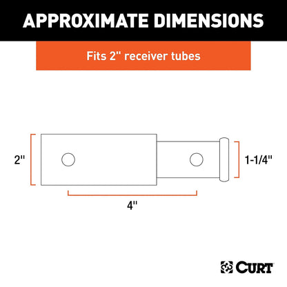 CURT Reductor Adaptador de Enganche 45770, 2 a 1-1/4 in, Extensión 4 in, Negro