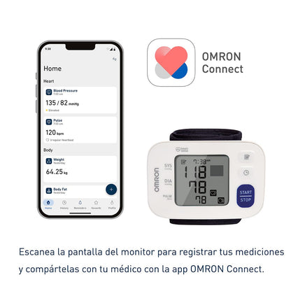 OMRON Baumanómetro automático de muñeca HEM-6230 compatible con app OMRON connect