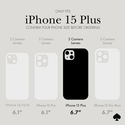 Kate Spade New York Funda para iPhone 15 Plus, Compatible con MagSafe - Ciudad Leopardo Negro