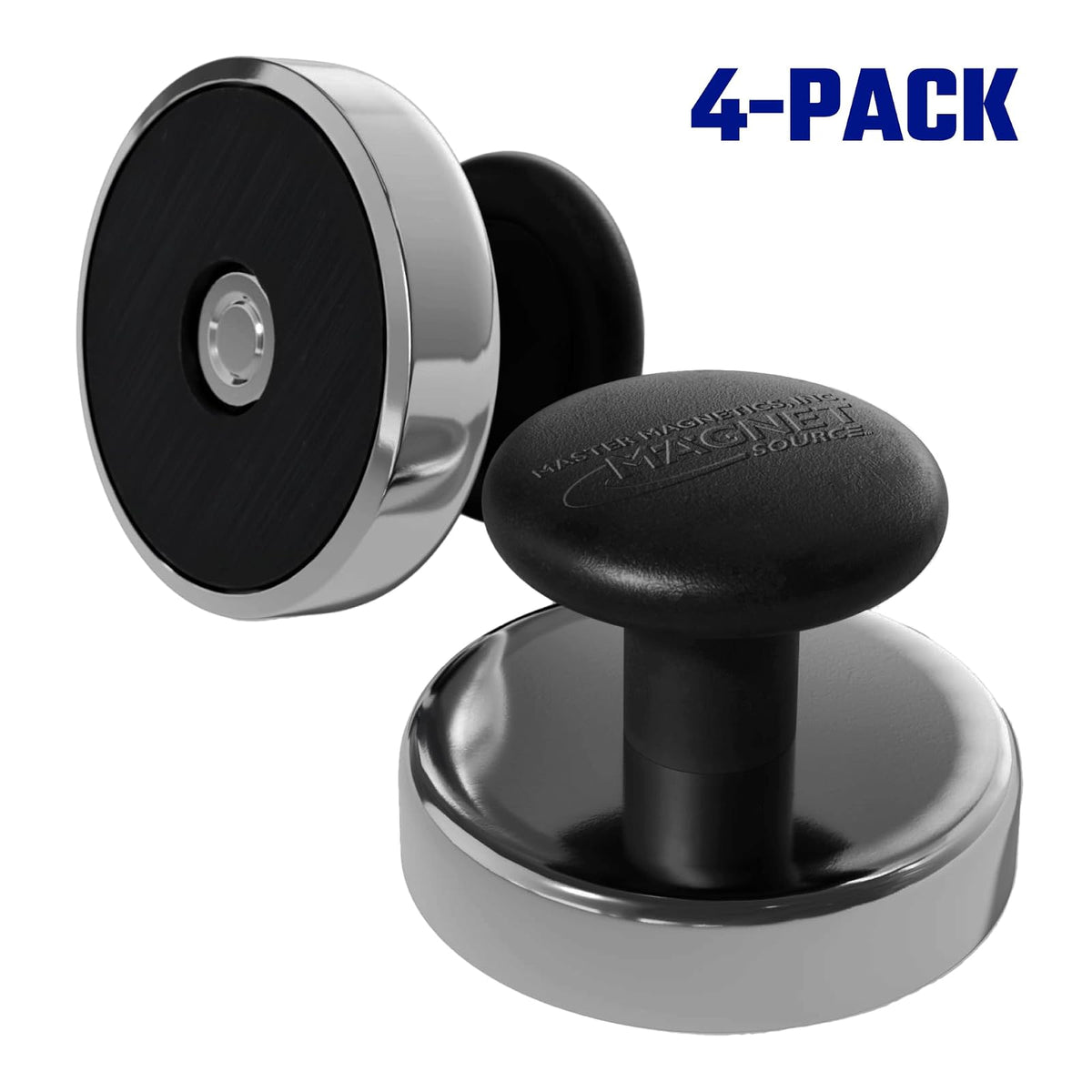 Master Magnetics HMKR-45X4 - Cierre magnético de base redonda con perilla, cromo, 3.63 cm de diámetro, 2.49 cm de altura total con perilla de 2.5 cm de diámetro /7.26 kg (caja de 4)