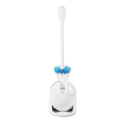 OXO Good Grips Kit de escobilla y escobillero para inodoro, color blanco | Cerdas firmes para una limpieza eficaz, mango antideslizante cómodo, almacenamiento compacto