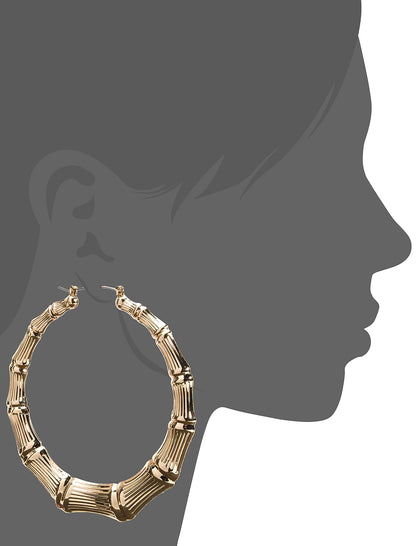 Guess Metal Hoops - arete de aro de bambú para mujer, color dorado, talla única