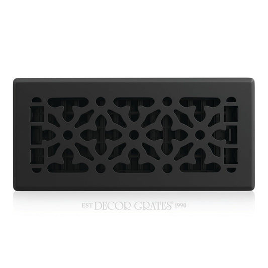 Decor Grates AGH410-BLK - Registro de piso gótico, color negro texturizado, 4 x 10 pulgadas