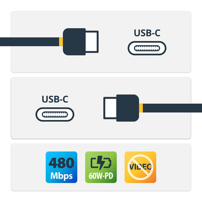 StarTech.com 2m USB C Charging Cable - Durable Fast Charge & Sync USB 3.1 Type C to USB C Laptop Charger Cord - TPE Jacket Aramid Fiber M/M 60W - Samsung S10 S20 iPad Pro MS Surface (RUSB2AC2MB)