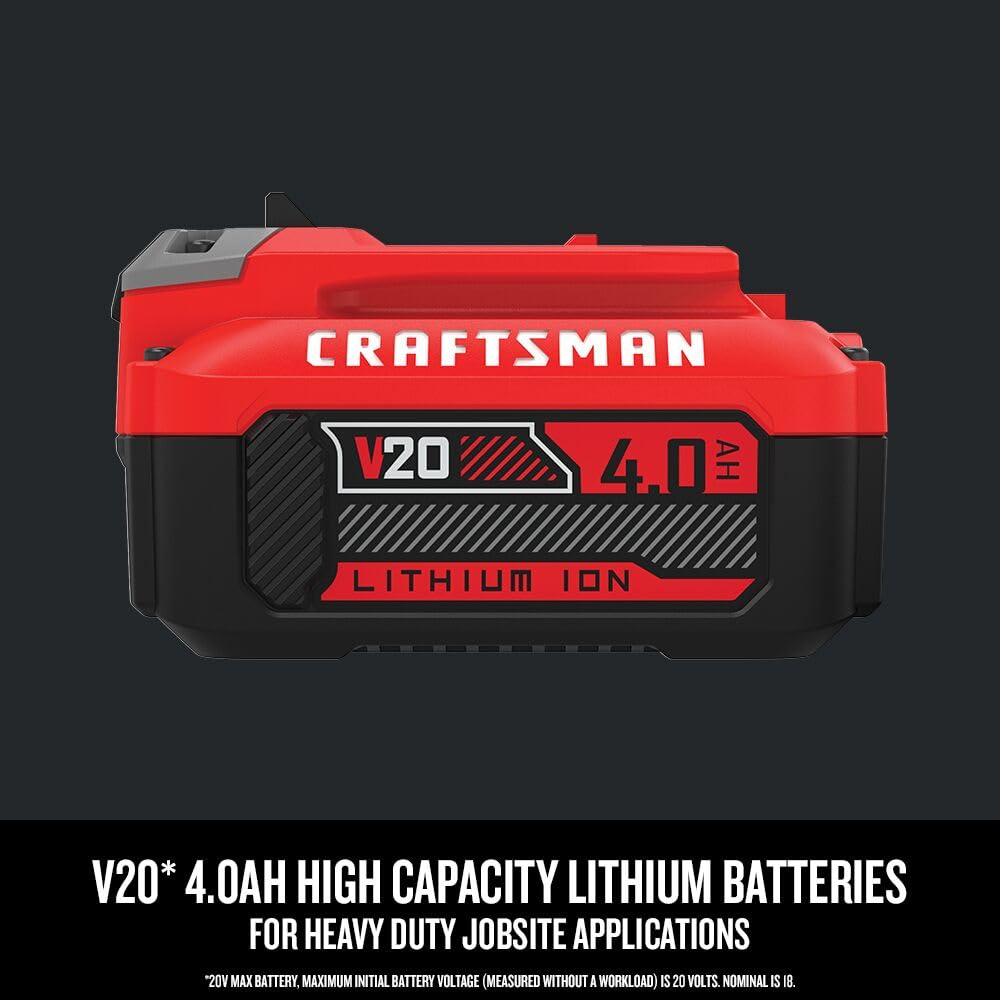 Craftsman - Juego de batería y Cargador de 20 V, baterías de Iones de Litio de 2 Ah y 4 Ah (CMCB204-CKVA) (CMCB204-CKVA)
