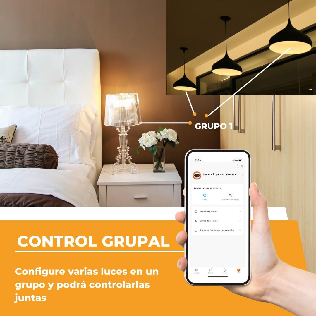 iGoto Foco Inteligente Dimmable GU5.3 Wifi AVIA, RGB 2700 a 6500K Multicolor SmartHome, compatible con IOS, Android, Asistente de Google y Alexa, Multivoltaje 400 lm, 5W Control de voz SH2003