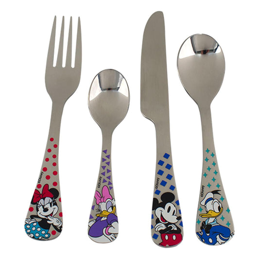 Ambient 21 1747-22 Juegos de Cubiertos Infantiles de Acero Inoxidable para Niños, 4 piezas, Set Cubiertos Diseño Mickey & Friends, Colección Disney Clásicos con Caja de Regalo