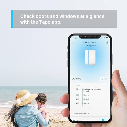TP-Link Tapo T110 Sensor de Contacto, Blanco | Batería de larga duración con protocolo inalámbrico de baja potencia Sub-1G, espacio de 15 mm de ancho permitido