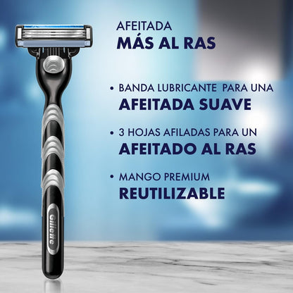 Gillette Rastrillo Mach3, 1 Mango + 2 Repuestos con 3 Hojas