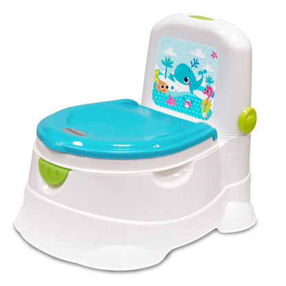 PRINSEL | Nica Entrenadora | Bañito Entrenador para Bebé | Trend - Unisex | Blanco/Azul | De 18 a 36 Meses, Con Portarollo | Artículos para Bebés