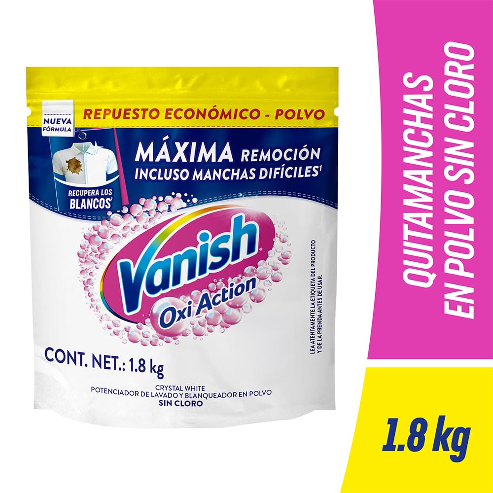 Vanish Quitamanchas Desinfectante para Ropa Blanca en Polvo de 1.8 kg