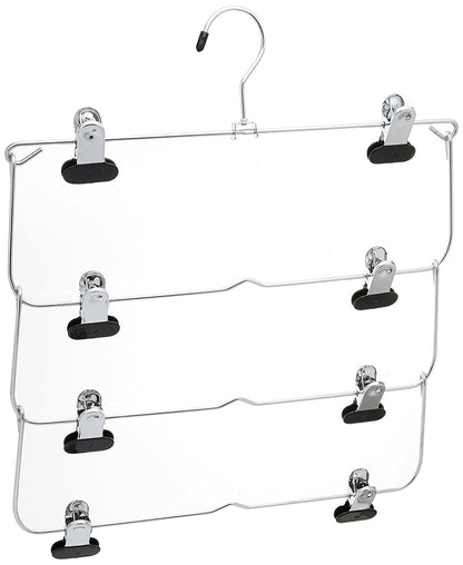 Whitmor 4-tier plegable falda percha de ropa de ropa cromo/negro