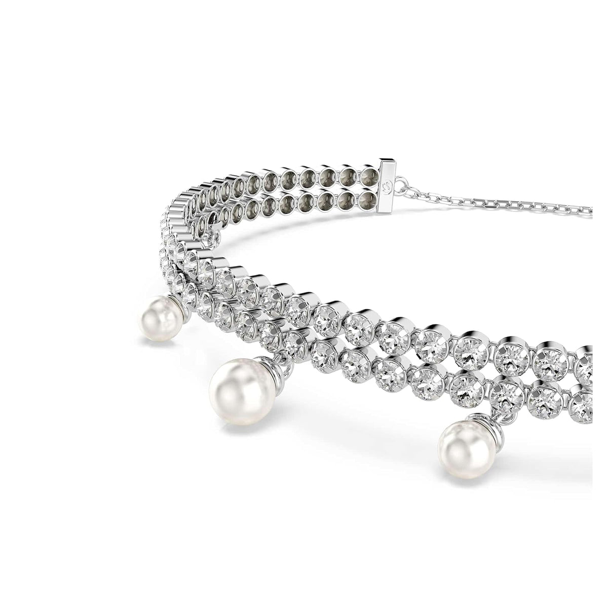 Swarovski Pulsera ariana grande x, perla de cristal, talla redonda, blanca, baño de rodio