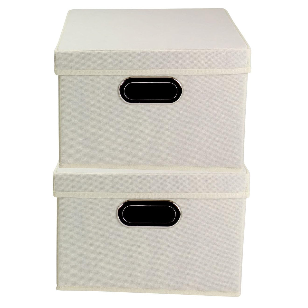 Household Essentials Cajas de Almacenamiento con Tapas y Asas, de Tela, Natural, 1