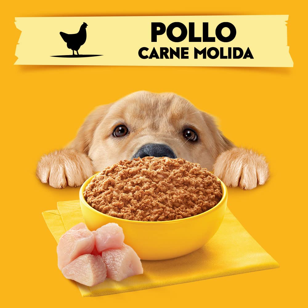 PEDIGREE Alimento para Perros Adultos, Sabor Pollo Carne Molida 375 Gr, Paquete De 24 Latas