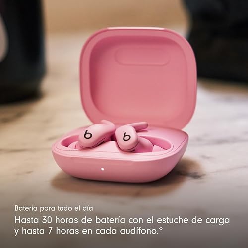 Beats - Powerbeats Fit - Audífonos inalámbricos para Entrenamiento con cancelación de Ruido, IPX4, hasta 30 Horas de batería con el Estuche de Carga, compatibles con Apple y Android - Rosa Intenso