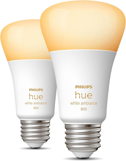 Philips Hue Foco Inteligente LED A19 White Ambiance 9W Base E27 - Paquete de 2