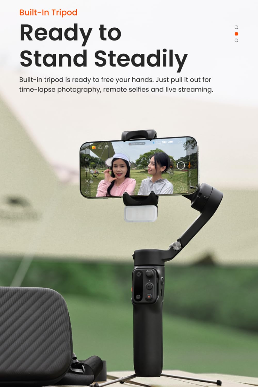 Hohem iSteady X3 Gimbal Stabilizer for Smartphone,3 Axis Phone Gimbal with Magnetic Fill Light, Desmontable Remote Control, Incorporado Extensible Rod&Tripod for Travel/Vlog/TikTok-Black