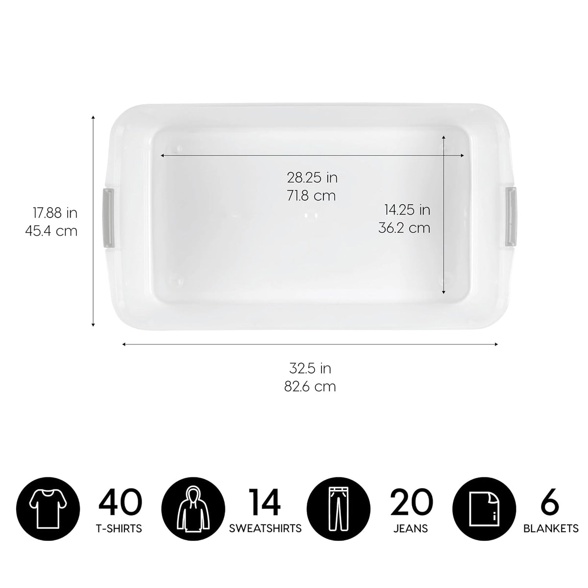 IRIS USA Contenedor Largo Bajo Cama de 50 Qt con Tapa, Transparente | Guarda ropa de temporada, zapatos, cobijas, sábanas y artículos del hogar debajo de la cama