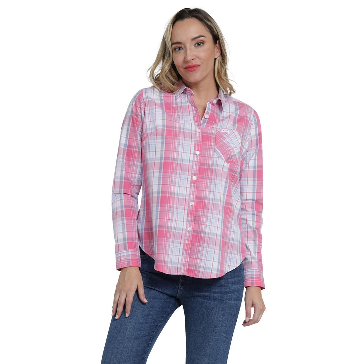 Lee camisa de algodón con botones para mujer - G - Rosado
