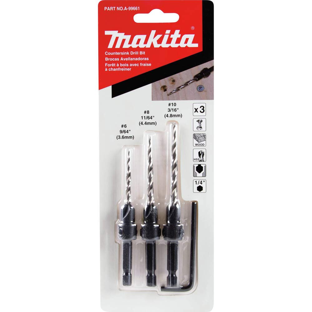 Makita Avellanador Para Madera 3 Pcs (9/64-11/64-3/16) A-99661