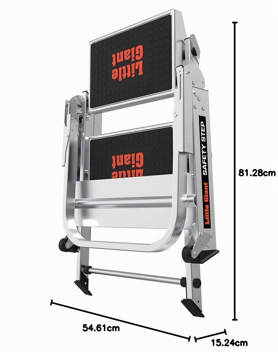 Little Giant Ladder Systems 10210BA, Escalera de Tijera con Escalón de Seguridad y Pasamanos, 2 Escalones