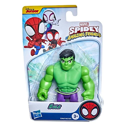 Marvel Spidey and His Amazing Friends - Figura de Acción de Hulk a Escala de 10 cm con 5 Puntos de articulación, Ideal para niños a Partir de los 3 años.