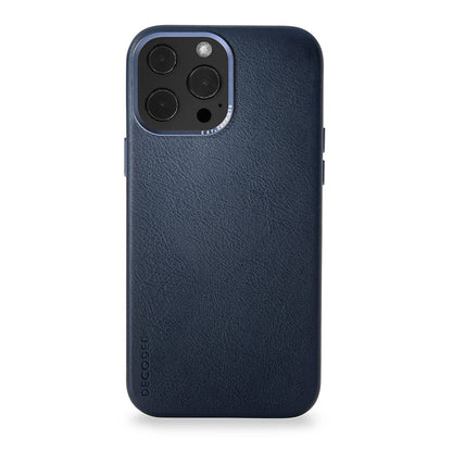 DECODED Cubierta Trasera para iPhone 13 Pro (6.1 Pulgadas) | Cuero de Grano Completo (Azul Marino Mate)