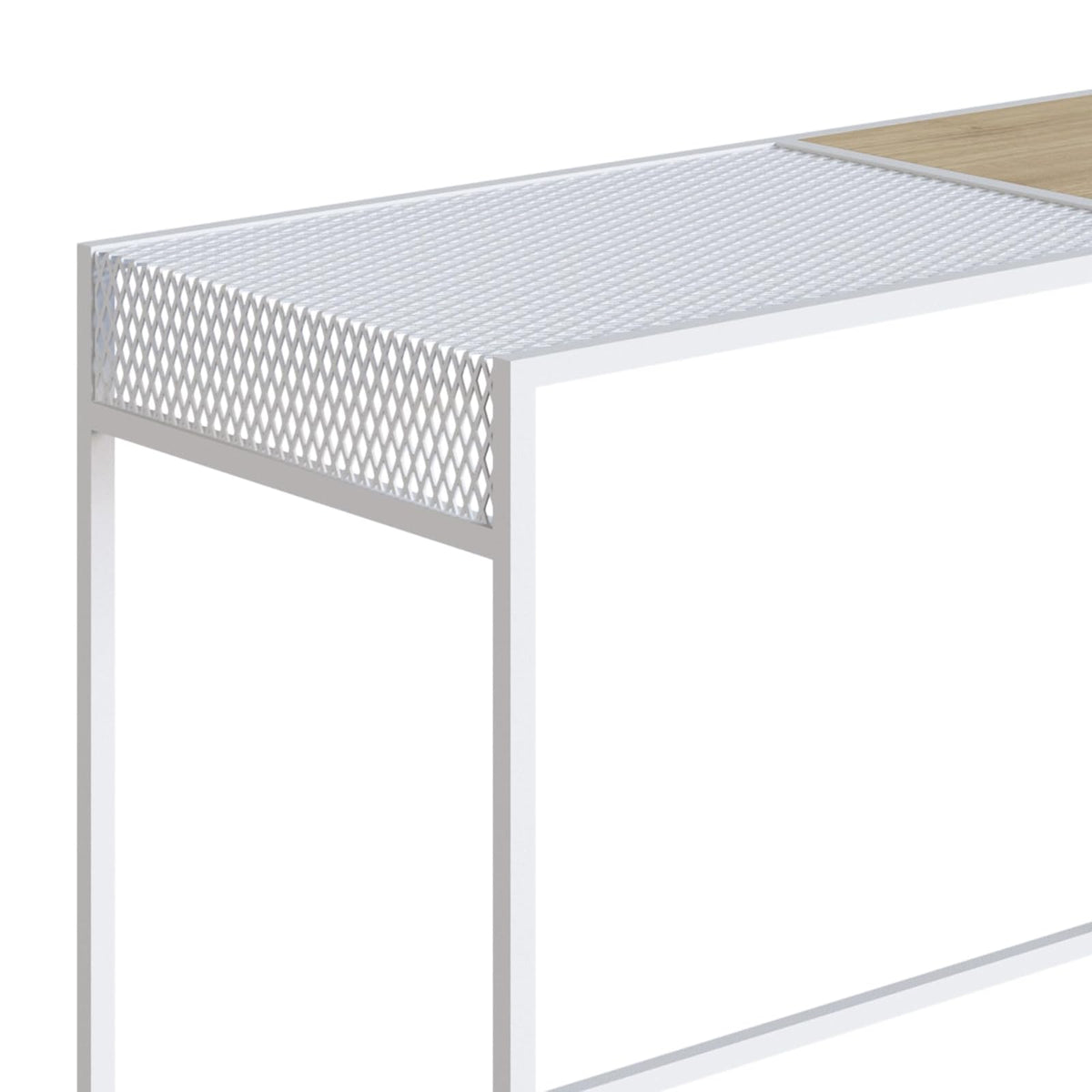 TUGOW Alterego Consola Bezen Color Blanco y Madera con Estructura Metálica de Acero y MDP