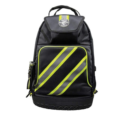 Klein Tools 55597 Mochila para bolsa de herramientas, organizador de herramientas Tradesman Pro con 39 bolsillos, reflectante de alta visibilidad, correas acolchadas para el hombro, base moldeada