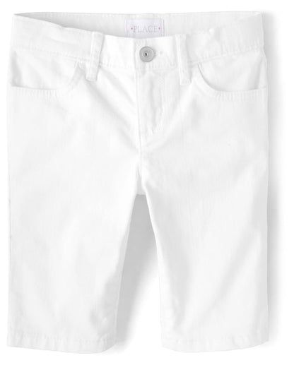 The Children's Place Short de Mezclilla Skimmer para Niña - Blanco - 14